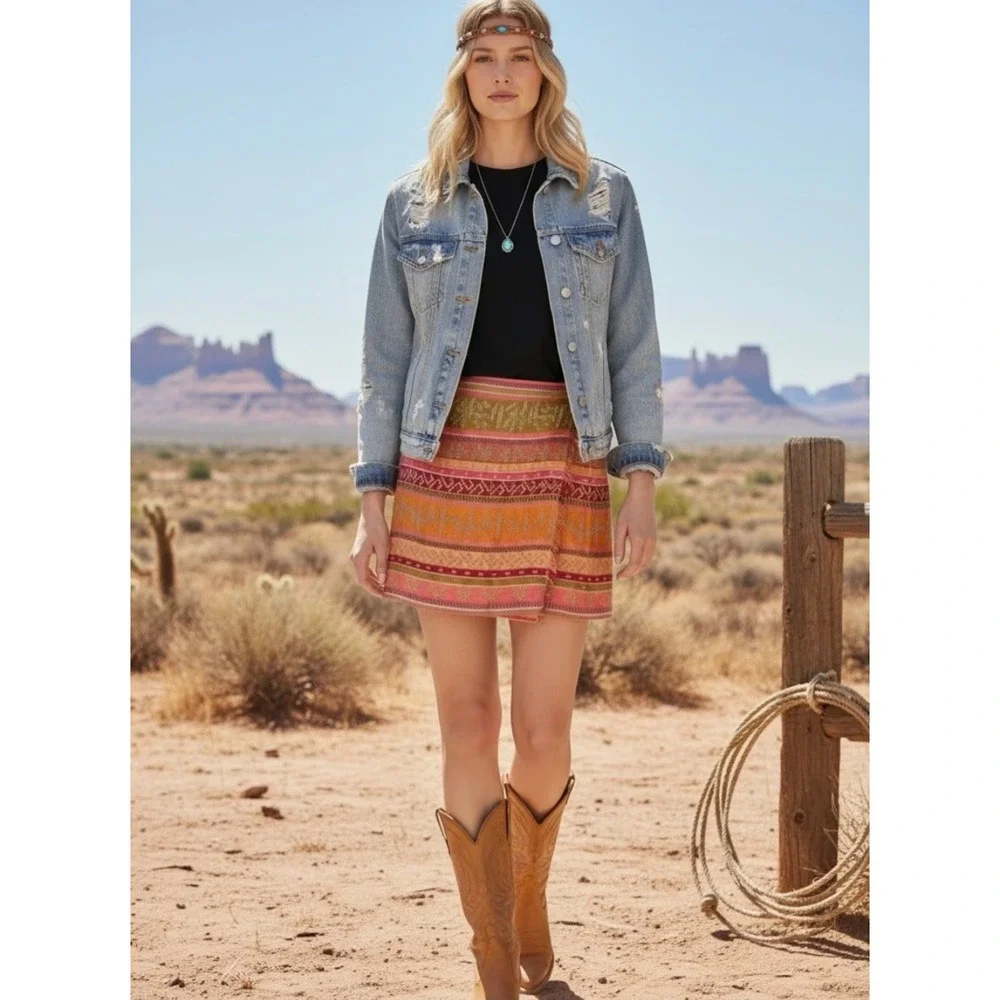 The‎ Limited Blanket Skirt Tribal Print Women's Size S Festival Style